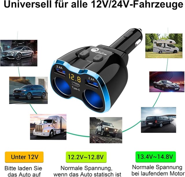 Thumbnail 6 de 5-in-1 Auto Ladegerät Zigarettenanzünder 80W