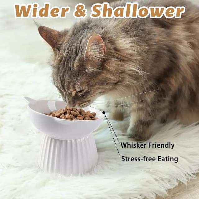 Thumbnail 4 de Elevated Cat Bowls Ceramic 2-piece set for cats 🐱