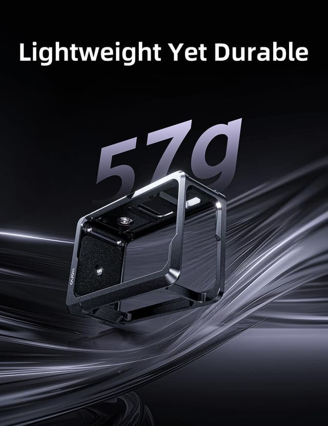 Thumbnail 6 de llano Action Camera Cage for DJI Osmo Action 5 Pro / 4 / 3 (CNC aluminium) — cold shoe + 1/4”-20, magnetic mount compatible, 57g