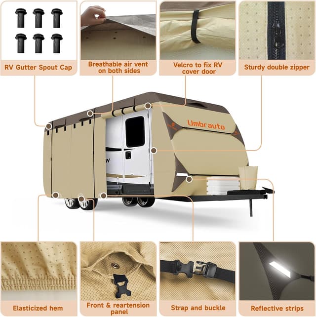 Detalle de Umbrauto Travel Trailer RV Cover (24'–27') with Upgraded 7-Layer Roof & Windproof Fit