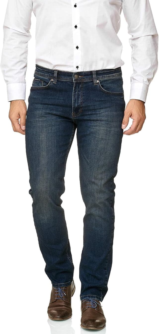 Detalle de BARBONS Herren-Jeans Regular-Fit Stretch in Straight Cut (Business & Freizeit)