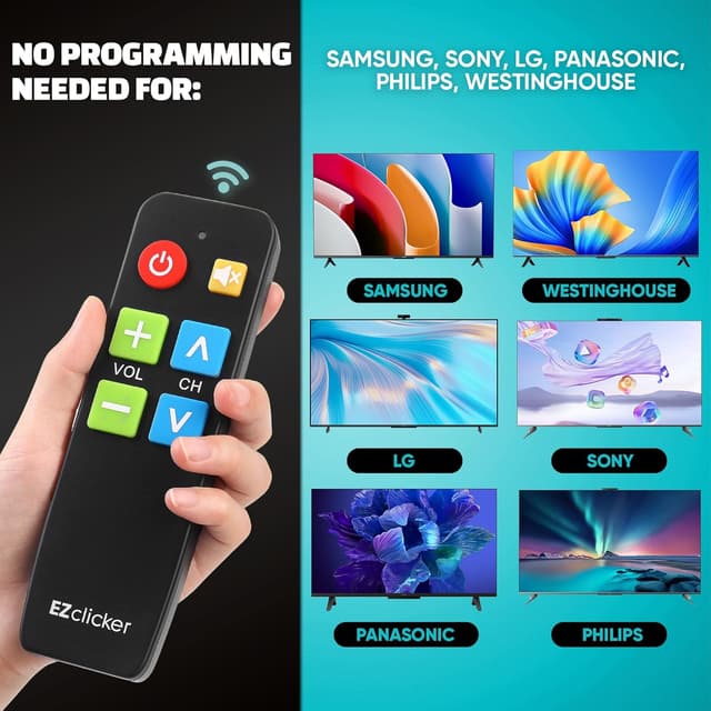 Thumbnail 6 de EZClicker EZclicker TV Remote for Seniors (Big Button, Extra Simple) — Black