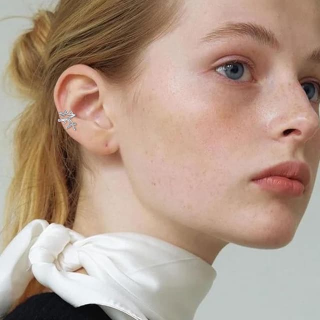 Detalle de CUPENDA Blatt Ohrmanschetten-Ohrringe aus 925 Sterlingsilber (Ohrkletterer, ohne Piercing)