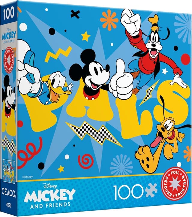 Detalle de Ceaco Disney Mickey and Friends 100-Piece Foil Jigsaw Puzzle (Mickey and Pals) — 15" x 11