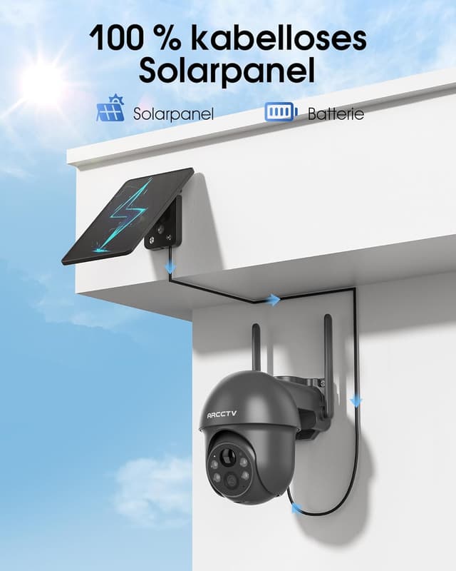 Detalle 2 de ARCCTV 4MP Solar WLAN Kamera für Außen