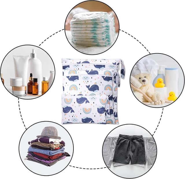 Detalle 2 de Zocipro 3-teilige Wetbag-Set für Stoffwindeln (Wetbag Kindergarten) – mit Reißverschluss, 3 Größen