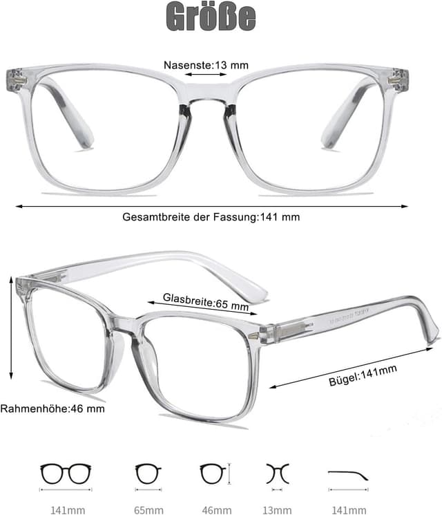Detalle de Eyglajdd 5er-Pack Blaulichtfilter-Lesebrillen mit Federscharnieren für Damen & Herren
