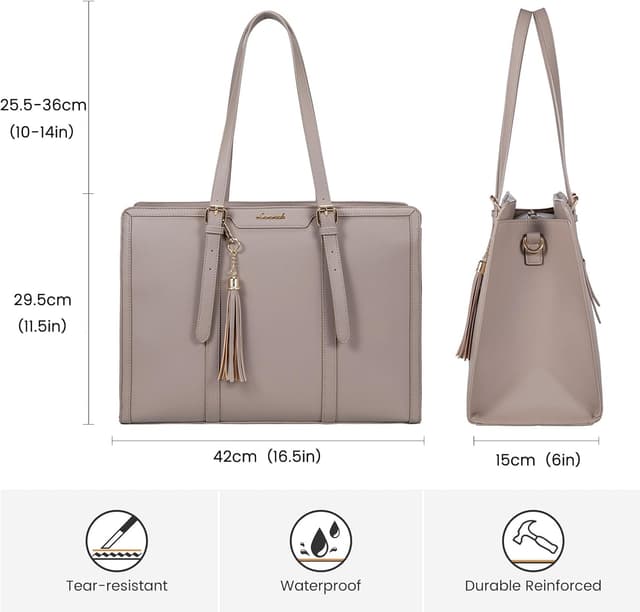 Detalle 2 de LOVEVOOK Women’s 15.6-inch laptop bag tote with compartments and waterproof PU leather