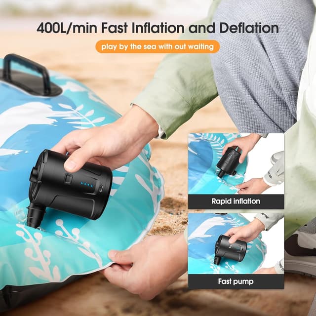 Detalle de SUPPOU Pompa Elettrica ricaricabile 5200mAh per materasso e gonfiabili