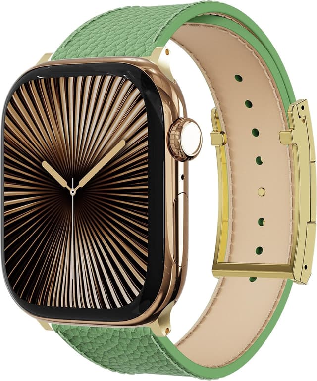 Detalle 2 de Leather Watch Band with Magnetic Buckle for Apple Watch Ultra & Series (49mm–38mm) – Natural Cowhide Strap