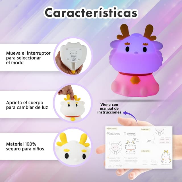 Thumbnail 2 de AMHÖ Luz Nocturna Infantil 16 Colores 🌙 - Lámpara Quitamiedos