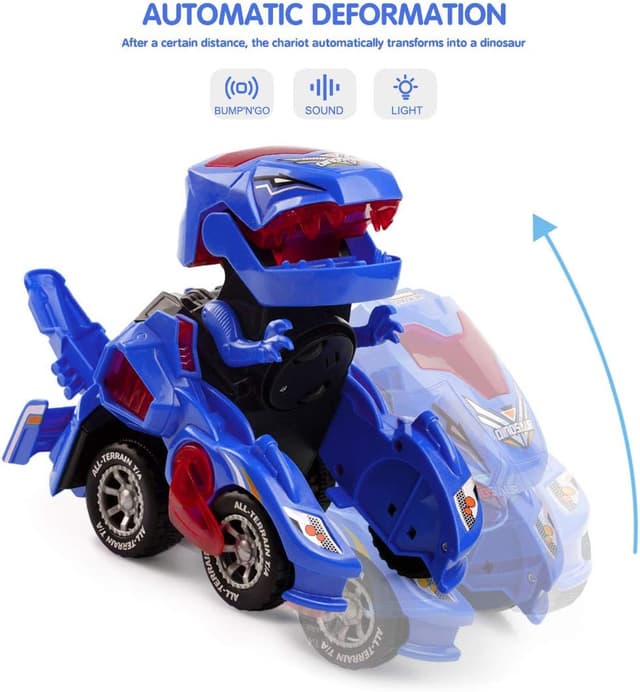Thumbnail 2 de Highttoy Dinosaurier-Transformator: automatisch verformendes Dino-Auto mit Lichtern und Musik (ab 3 Jahren, blau)