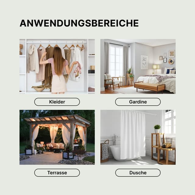 Thumbnail 6 de MEISENBERG Gardinenstange ohne Bohren Weiß 25 mm