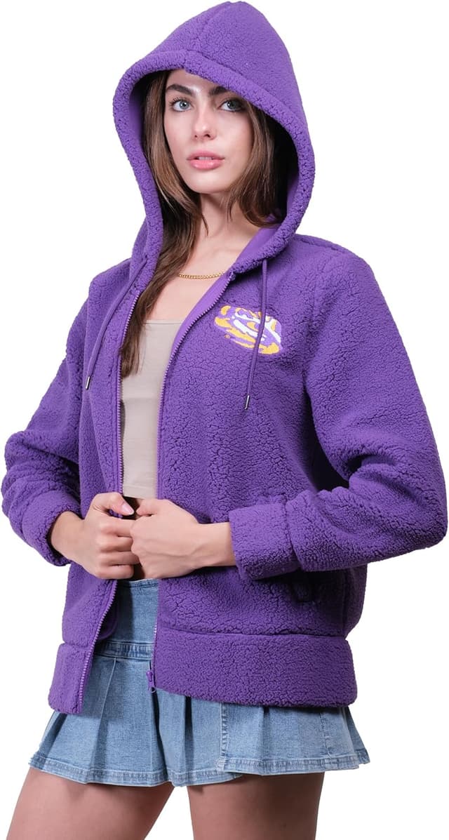 Detalle de Ultra Game Women’s NCAA Official Super Soft Sherpa Full Zip Hoodie Sweatshirt