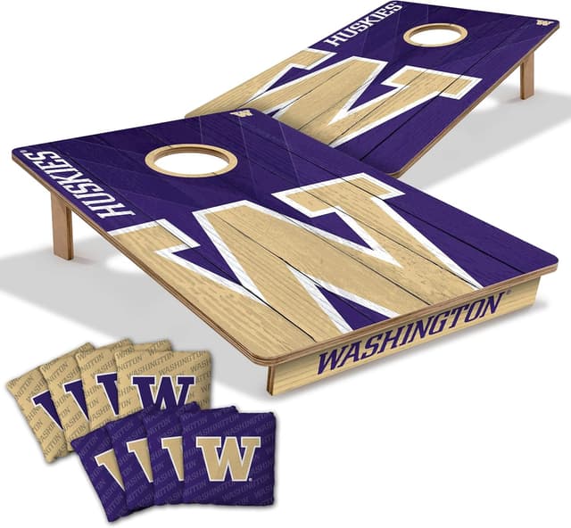 Detalle de YouTheFan NCAA 2’ x 3’ Wood Cornhole Game with Logo Bags