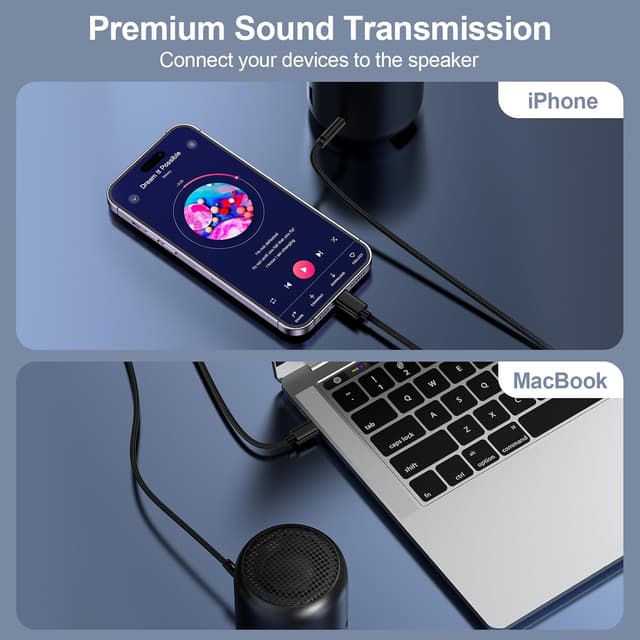 Detalle 2 de Auto Aux Kabel Lightning auf 3,5-mm Klinke für iPhone – HiFi Audio 1 m (für iPhone 14/13/12/11, SE, iPod, iPad)