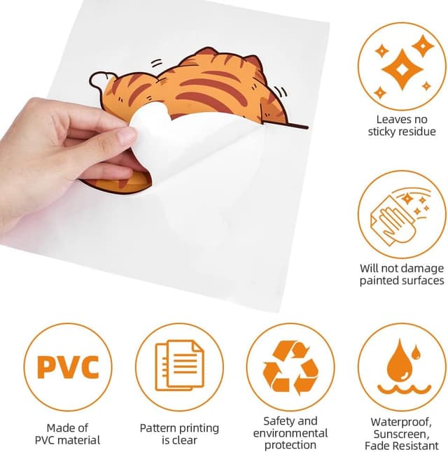 Detalle de URAQT set da 3 adesivi 3D a tema gatti per vetri e carrozzeria