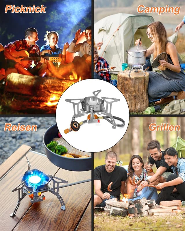 Thumbnail 6 de AUTOPkio Campingkocher 3500 W – winddichter Gaskocher mit Piezozündung, faltbar