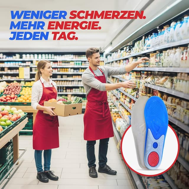 Detalle de smart&gentle Premium Geleinlagen für Schuhe – dünne Komfort-Einlagen für Alltag, Sport & Arbeit