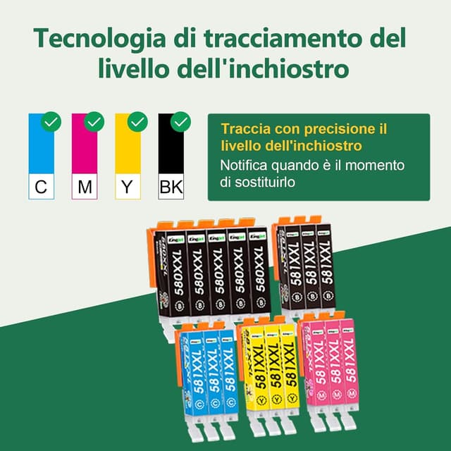 Detalle 2 de KINGJET PGI-580 / CLI-581 XXL cartucce d’inchiostro compatibili per Canon Pixma serie TS e TR
