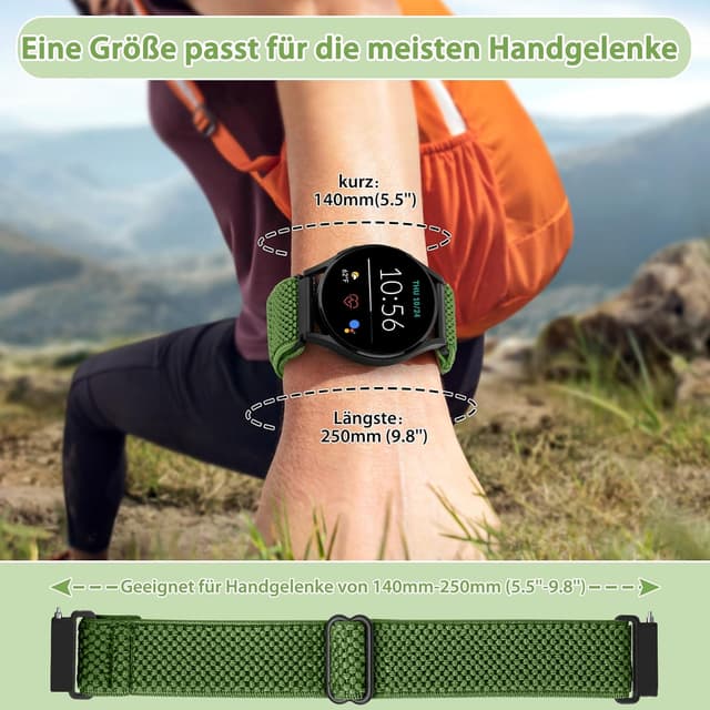 Detalle de SHIJZWD elastisches Uhrenarmband mit Schnellverschluss – Nylon Loop in 16/18/19/20/22/24 mm