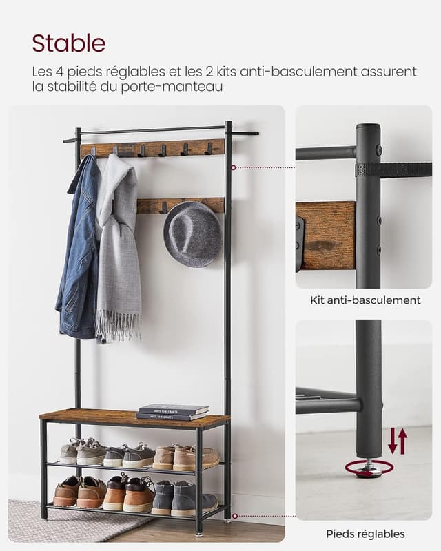 Thumbnail 4 de VASAGLE HSR401B01 Porte-manteau 3-en-1