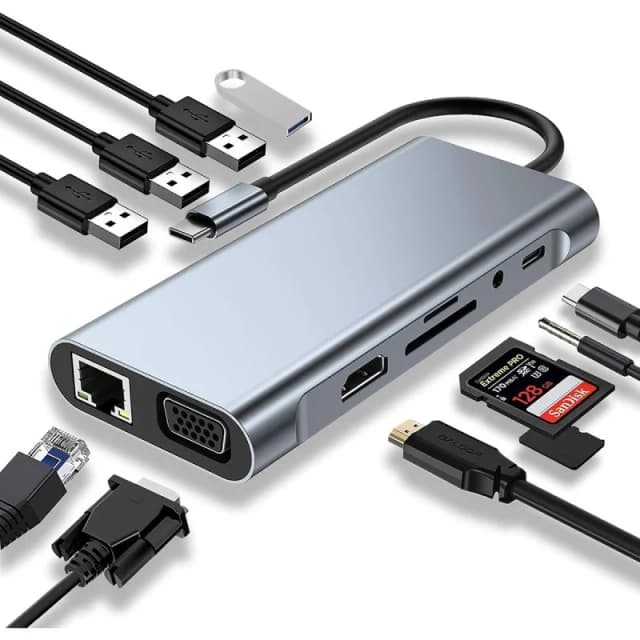 Detalle de Klack HUB USB-C 10 en 1 Adaptador aluminio con HDMI 4K