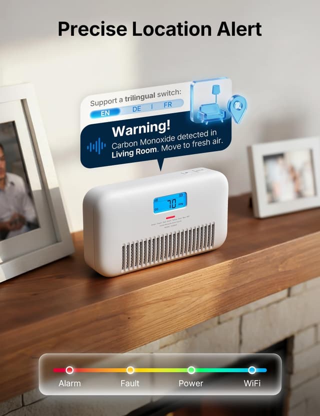 Detalle de X-Sense CO alarm with Wi-Fi and app