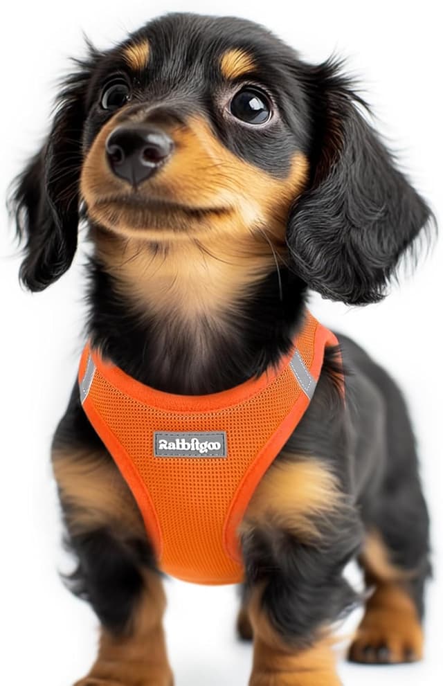 Detalle de rabbitgoo Step-in Soft Mesh Puppy Dog Harness (XXS, Orange) with Reflective Strips