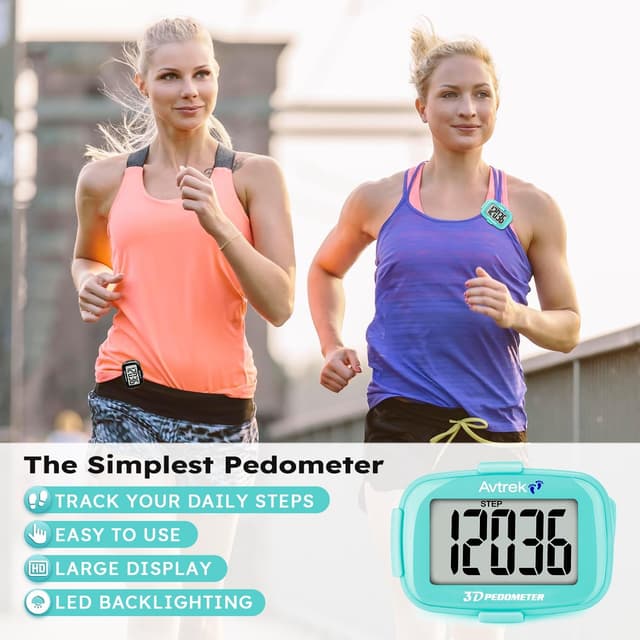 Detalle 2 de AVTrek Step Counter with Clip and Lanyard – 3D pedometer with time display and LED backlight