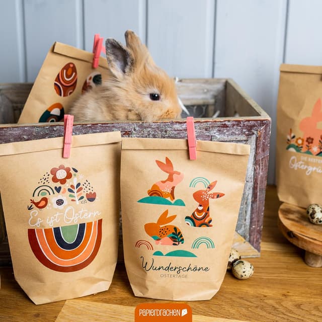 Thumbnail 4 de Papierdrachen Papierdrachen Oster Tüten Set 6