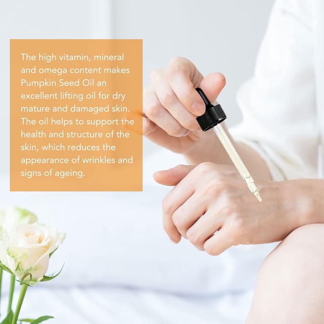 Detalle de Kürbiskernöl für Haare (60 ml) – reines Bio-Kürbiskern-Trägeröl für Hydratisierung & Reparatur von trockenem, geschädigtem Haar