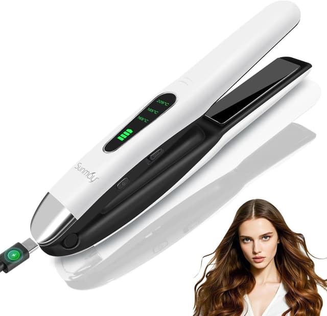 Detalle de SUNMAY Cordless Hair Straightener (2-in-1) — Portable Mini Flat Iron for Travel