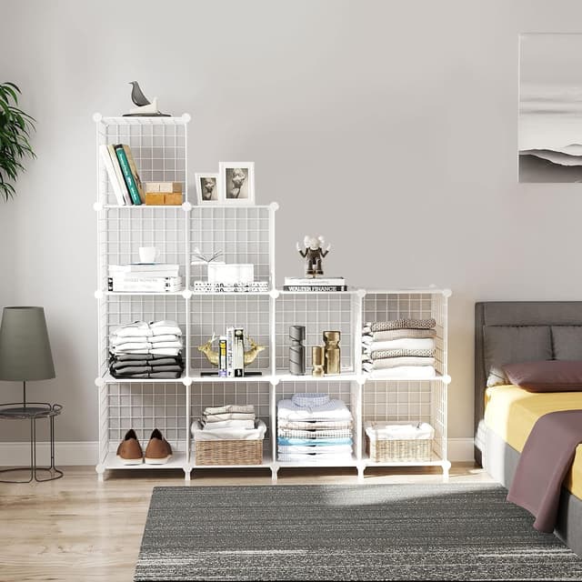 Detalle 2 de AWTATOS Estante de Almacenamiento con 12 Cubos 🗄