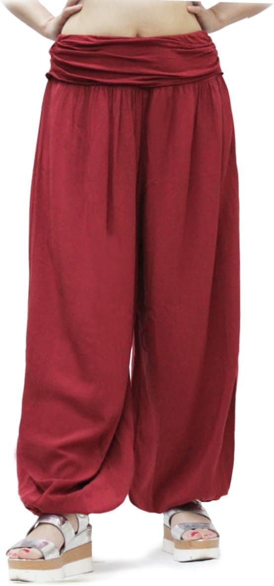 Detalle de Glamexx24 Damen Haremshose aus Viskose – leichte Pumphose im Aladin/Sarouel-Look für Sommer & Freizeit