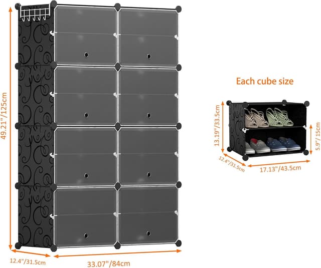 Detalle de HOMIDEC 8-Tier Shoe Storage Cabinet for 32 Pairs