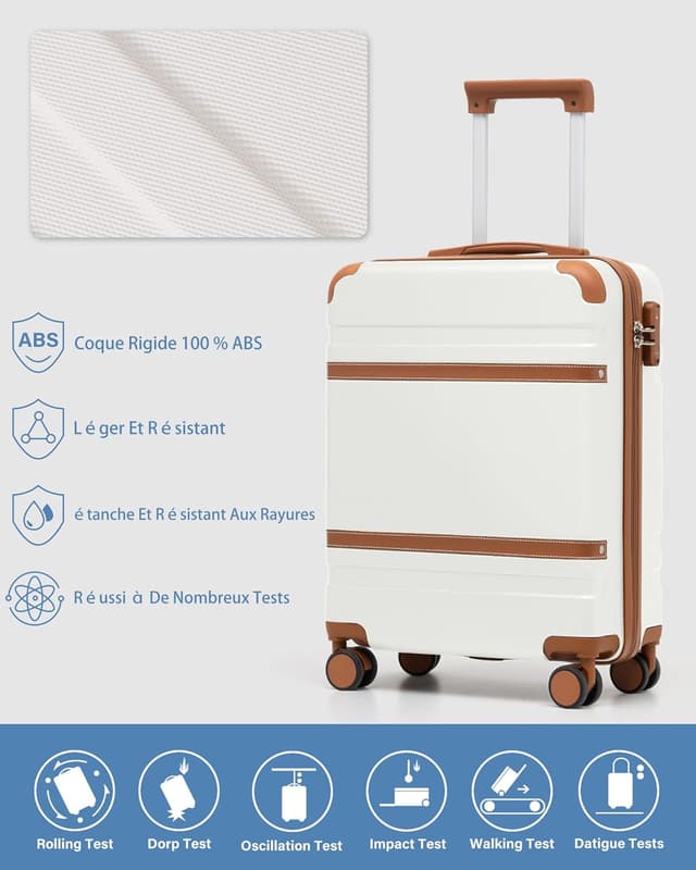 Detalle de COOLIFE Valise cabine rigide 55 x 35 x 20 cm avec serrure TSA et 4 roulettes jumelées