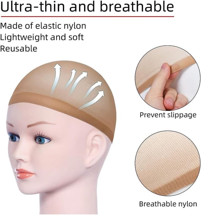 Detalle de URAQT Wig Caps en filet pour perruque (lot de 8, neutres) – bonnets unisex