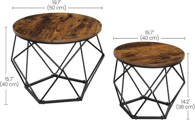 Detalle de VASAGLE coffee tables set of 2 LET040B01