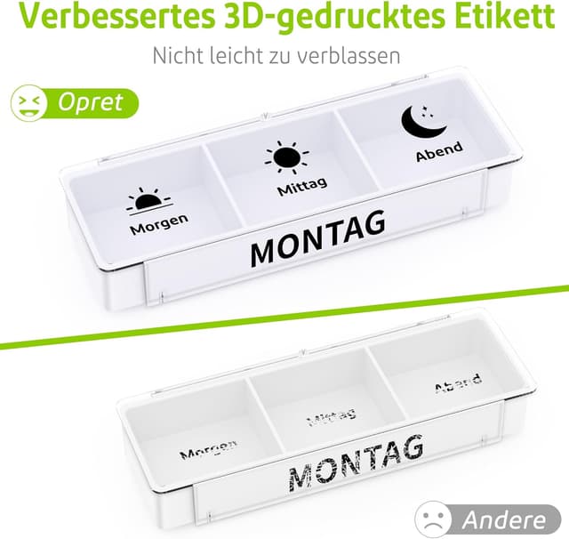 Detalle 2 de Tablettenbox für 7 Tage mit 3 Fächern
