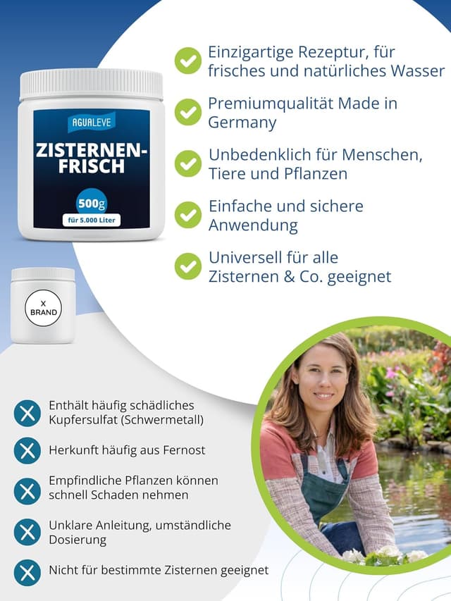 Detalle de AGUALEVE® Zisternenfrisch 500 g – hält Regenwasser frisch, rein & gießtauglich