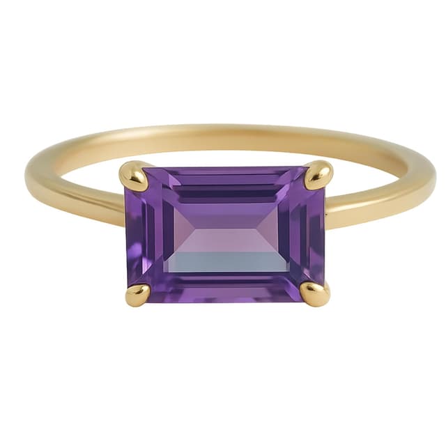 Thumbnail 6 de Baguette Amethyst Ring aus 925 Sterling Silber vergoldet – Größe US 8 (Ø 18,2 mm)