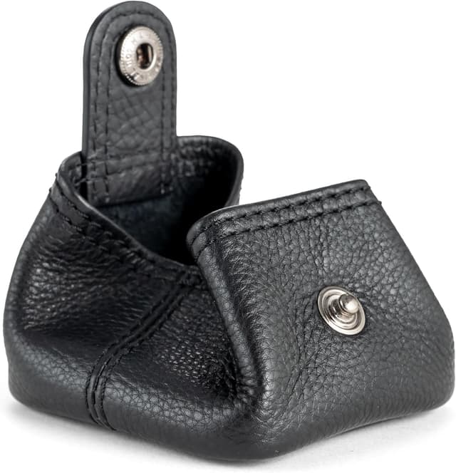 Detalle de Berliner Bags Premium Kleingeldbörse Lena M aus Vollnarbenleder (schwarz) – Mini-Portemonnaie für Münzen