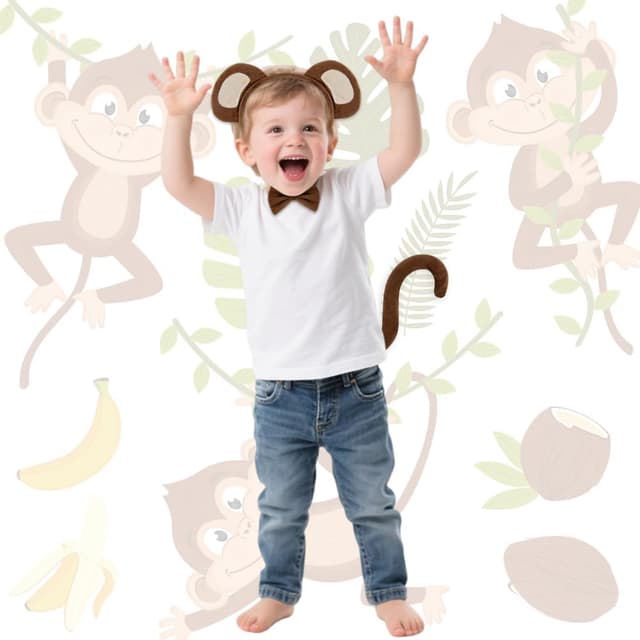 Thumbnail 4 de AOOWU 3 Pezzi Scimmia Costume Set per bambini 🎭