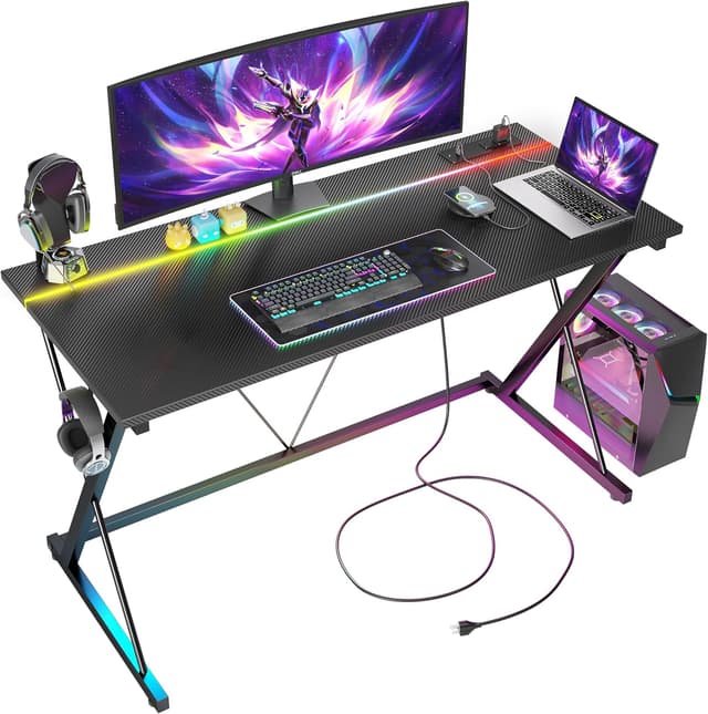 Detalle de BEXEVUE Gaming Desk with LED Strip 120x50