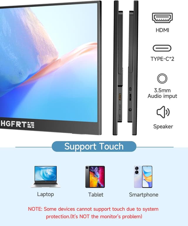 Detalle de HGFRTEE monitor touch portatile 15,6 FHD
