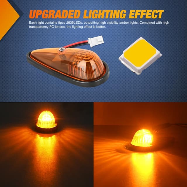 Detalle de Nilight Cab Roof Marker Light (5-Pack) Amber Teardrop Waterproof Clearance Indicator
