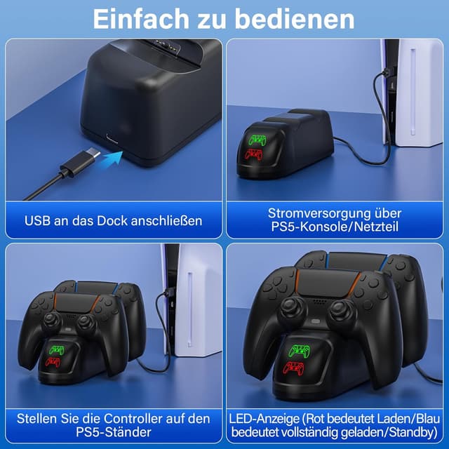 Detalle 2 de PS5 Controller Ladestation für 2 Dualsense