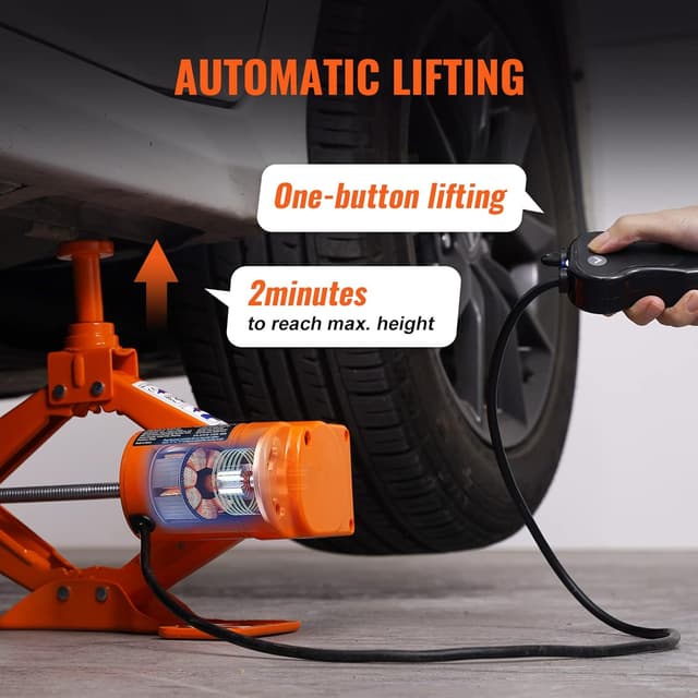 Detalle de VEVOR Kit attrezzi per martinetto idraulico a forbice 3T con avvitatore CC 12V 15A e cavo 3,5 m