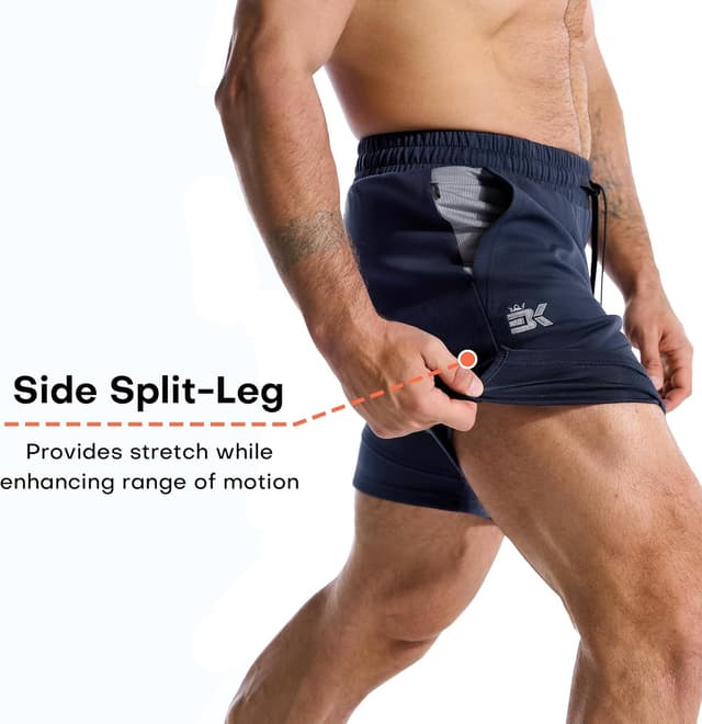 Detalle de BROKIG Mens Zero Armor gym shorts with zip pockets for training, running and everyday wear